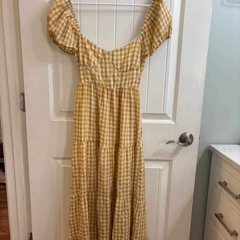 Women’s yellow gingham dress